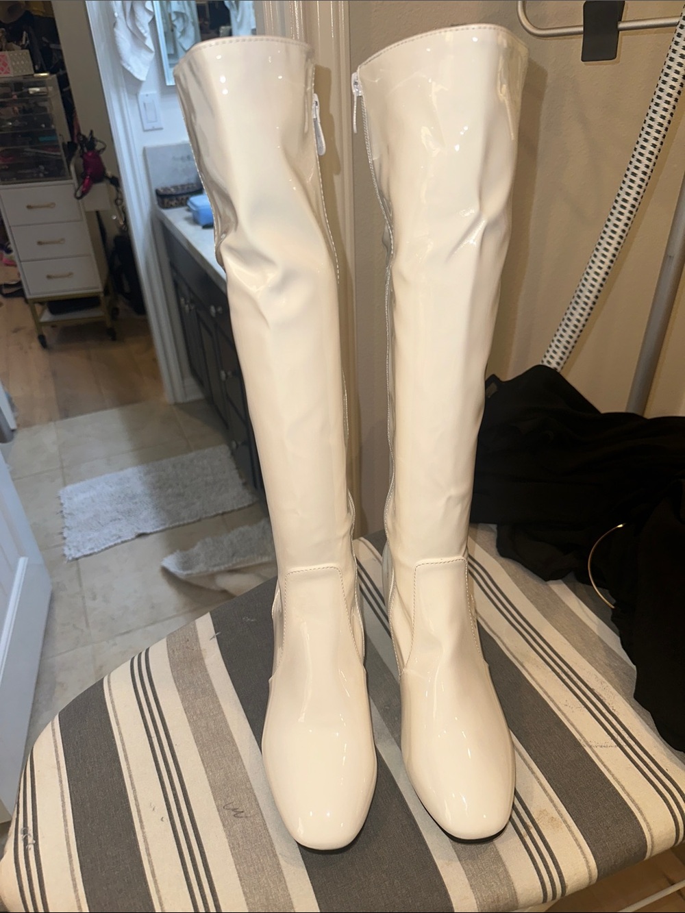 White Patent Knee-High Women's Boots - Classic Shine